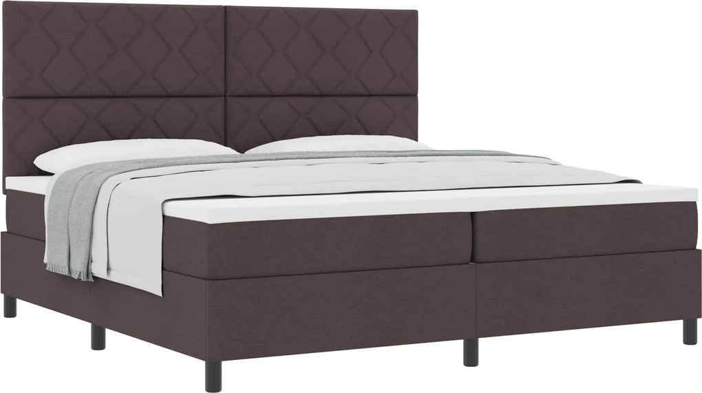 vidaXL Boxrugós ágy matracmal Sötét Barna 200 x 200 cm szövet