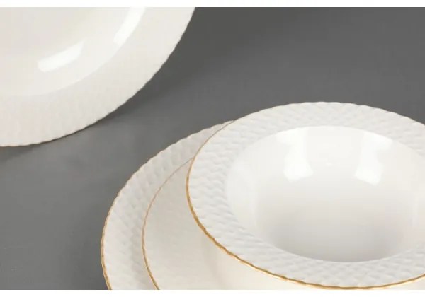 24 darabos porcelán étkészlet — fehér/arany