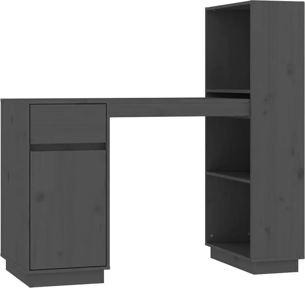 vidaXL szürke tömör fenyőfa íróasztal 110x53x117 cm
