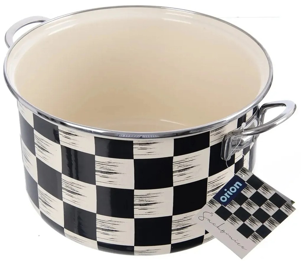 Orion Smaltovaný hrnec Šachovnice Lem , 6,5 l, pr.26 cm