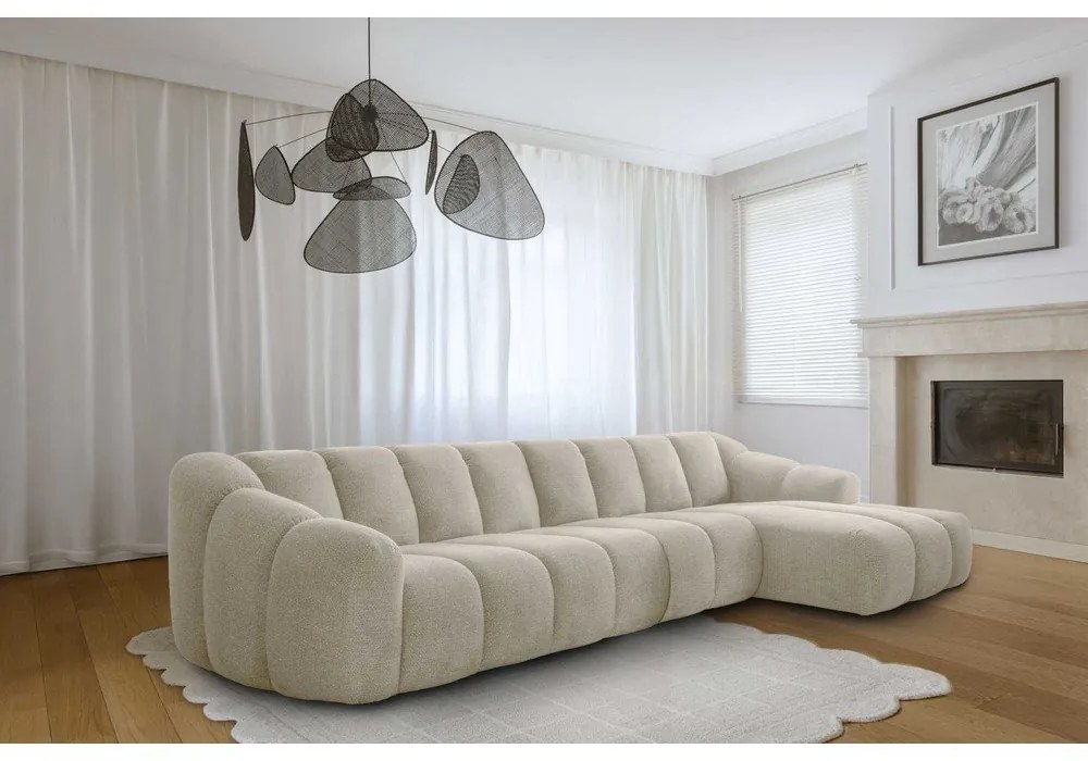 Bézs sarokkanapé (jobb oldali-heverő résszel) Shell – Miuform