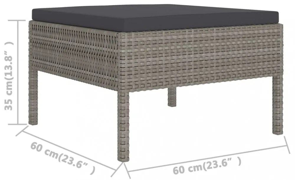 6 részes szürke polyrattan kerti bútorszett párnákkal