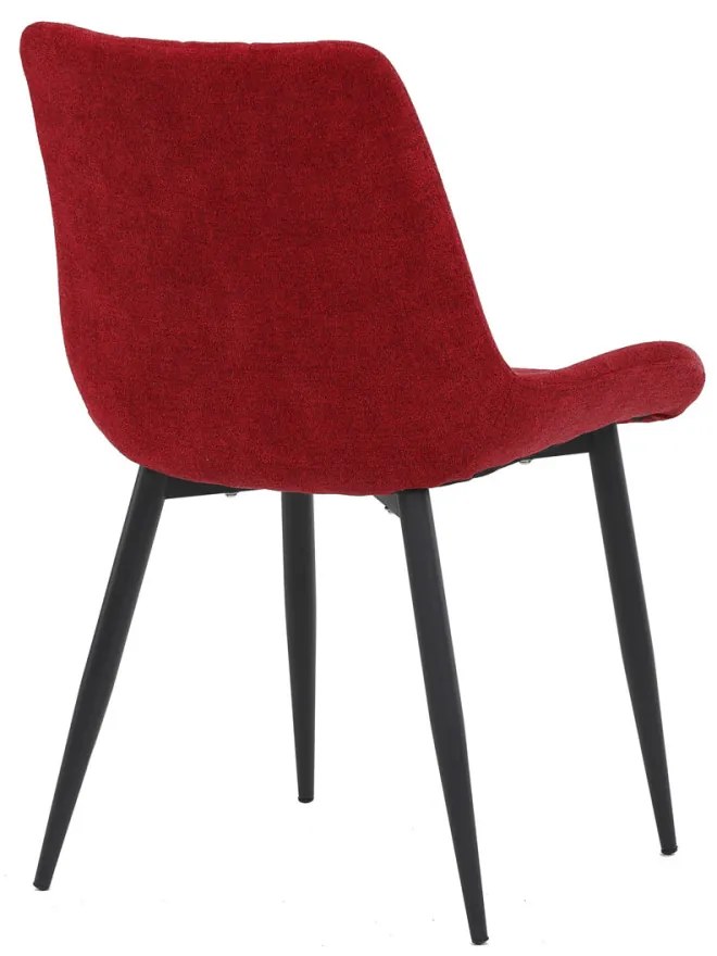 Scaun de sufragerie din țesătură roșie cu model elegant de romburi. DCL-218