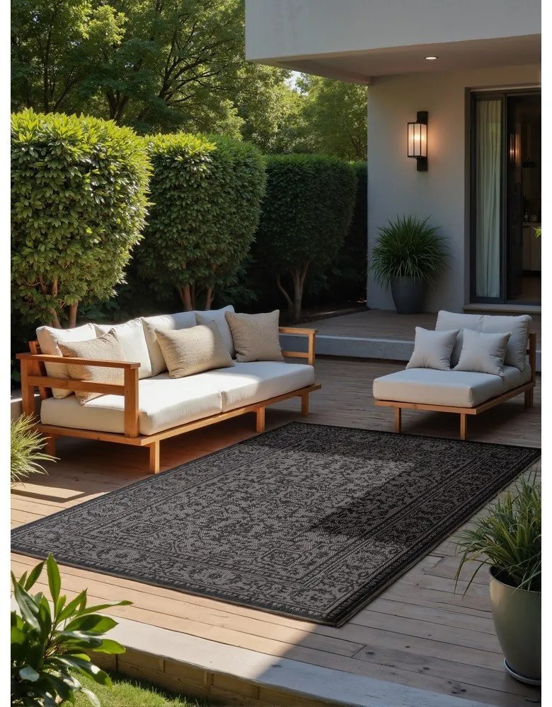 Fekete-fehér kültéri-beltéri szőnyeg 120x170 cm Duet Kona – NORTHRUGS