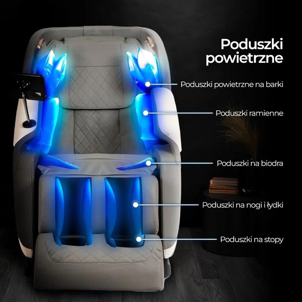 Masszázsfotel szürke színben, műbőr kárpittal. (Lengyel Menűvel) VX MAX