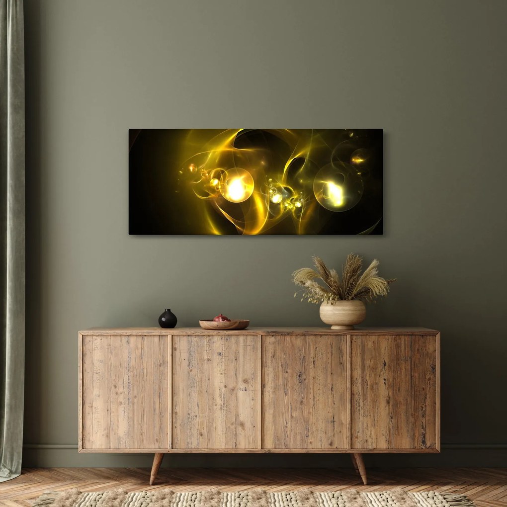 Absztrakt kép sárga gömbök (120x50 cm)