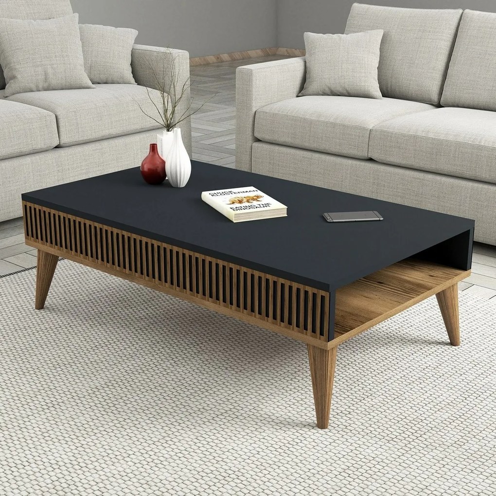 Mila Anthracite and Walnut konferenciaasztal