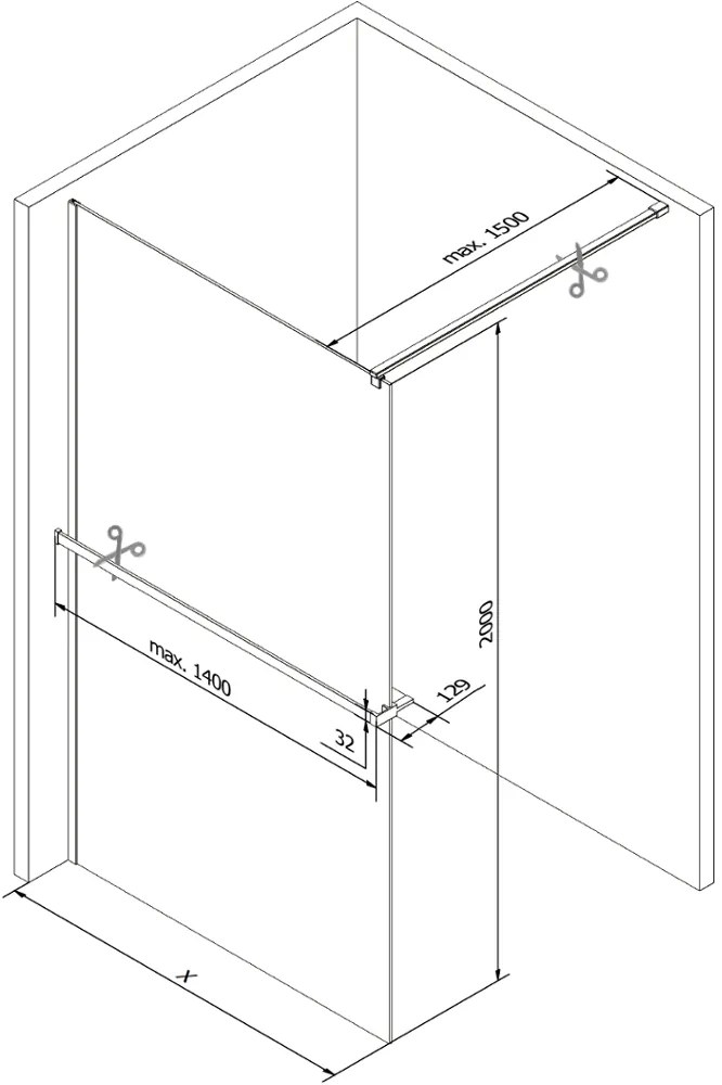 Mexen Kioto +, zuhanyparaván polccal és törölközőtartóval 140 x 200 cm, 8mm átlátszó üvegmintás fehér, rózsa arany profil, 800-140-121-60-85