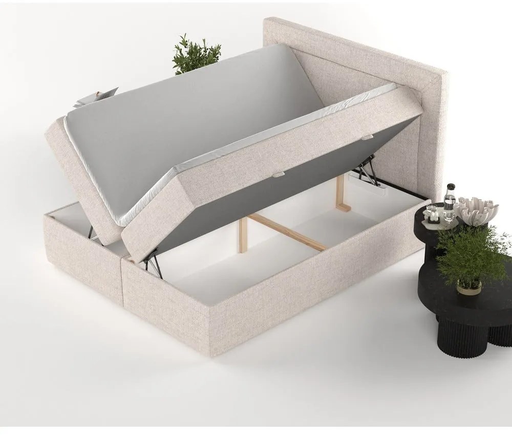 Bézs ágyneműtartós boxspring ágy 200x200 cm Imagine – Maison de Rêve
