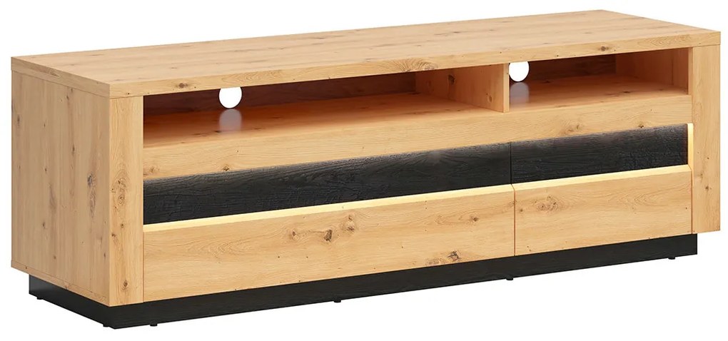 TV asztal/szekrény Ostia RTV2S ( artisan tölgy + fekete tölgy) ( LED világítással). 1025965