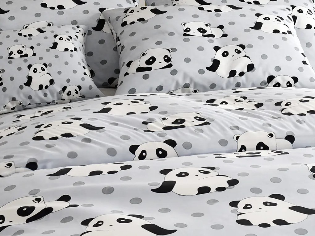 Mikroszálas ágynemű PANDA szürke Ágyneműhuzat mérete: 2 db 70 x 90 cm | 200 x 220 cm