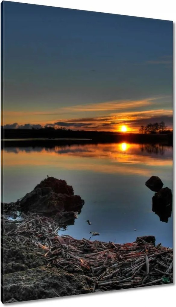 Vászonkép 80x120 Naplemente tó