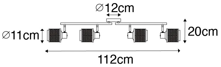 Ipari reflektor lámpa fekete arannyal 4-lámpás - Kayden