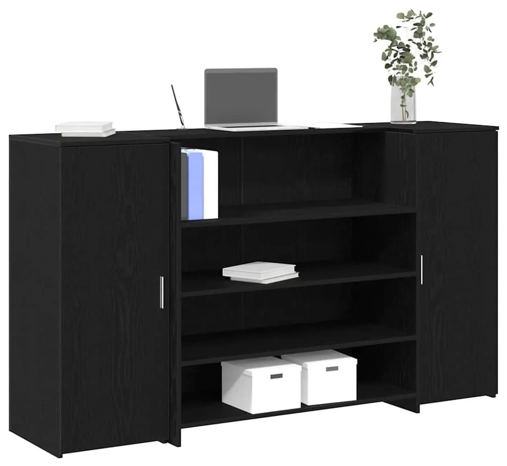 vidaXL recepciós pult fekete tölgyszínű 180x50x103,5 cm szerelt fa