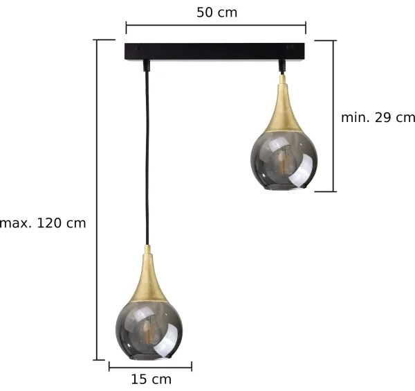 Csillár zsinóron LACRIMA SMOKY 2xE27/60W/230V