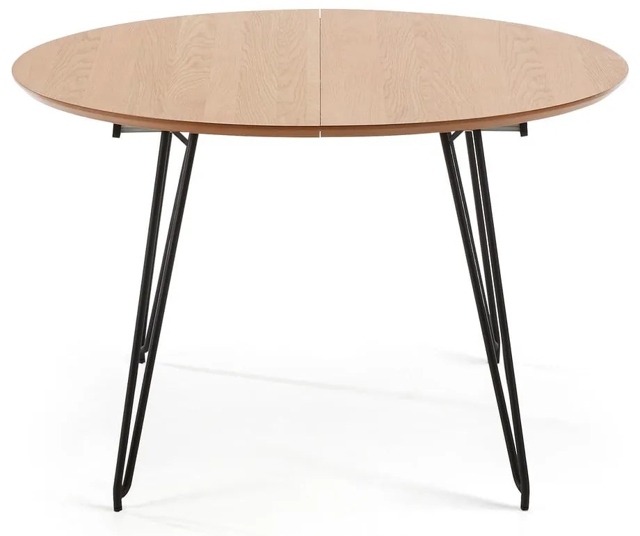 Novaks bővíthető étkezőasztal tölgyfa dekoros asztallappal, ø 120 cm - Kave Home