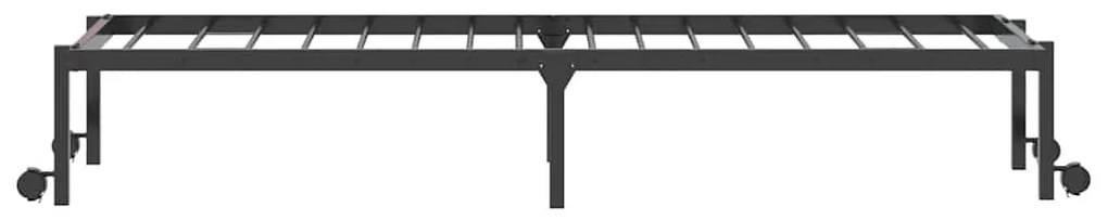 fekete acél ágykeret matrac nélkül összecsukható 75x190 cm