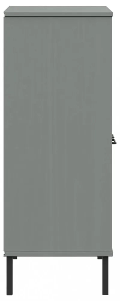 OSLO szürke tömör fa könyvszekrény fém lábakkal 90x35x90,5 cm