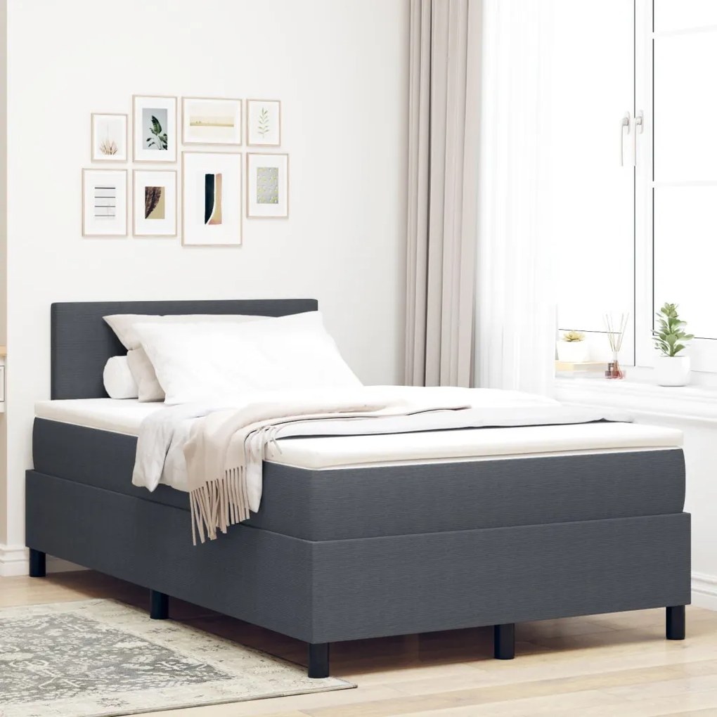 Box Spring Ágy Matracokkal Sötétszürke 120x200 cm Kordbársony Szövet