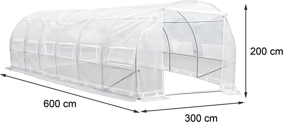 Melegház fólia 200x300x600 cm váz nélkül átlátszó