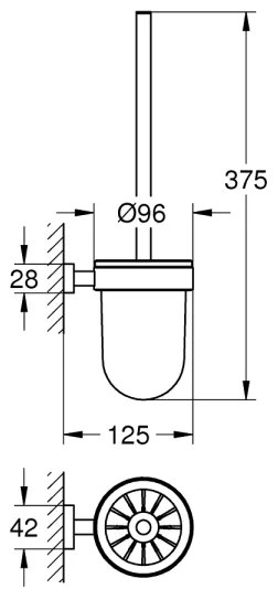 GROHE 40513AL1 - ESSENTIALS CUBE WC-tisztító készlet grafit