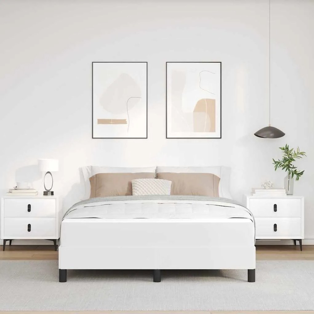 Ágy matracmal Tiszta fehér 140 x 190 cm Műbőr