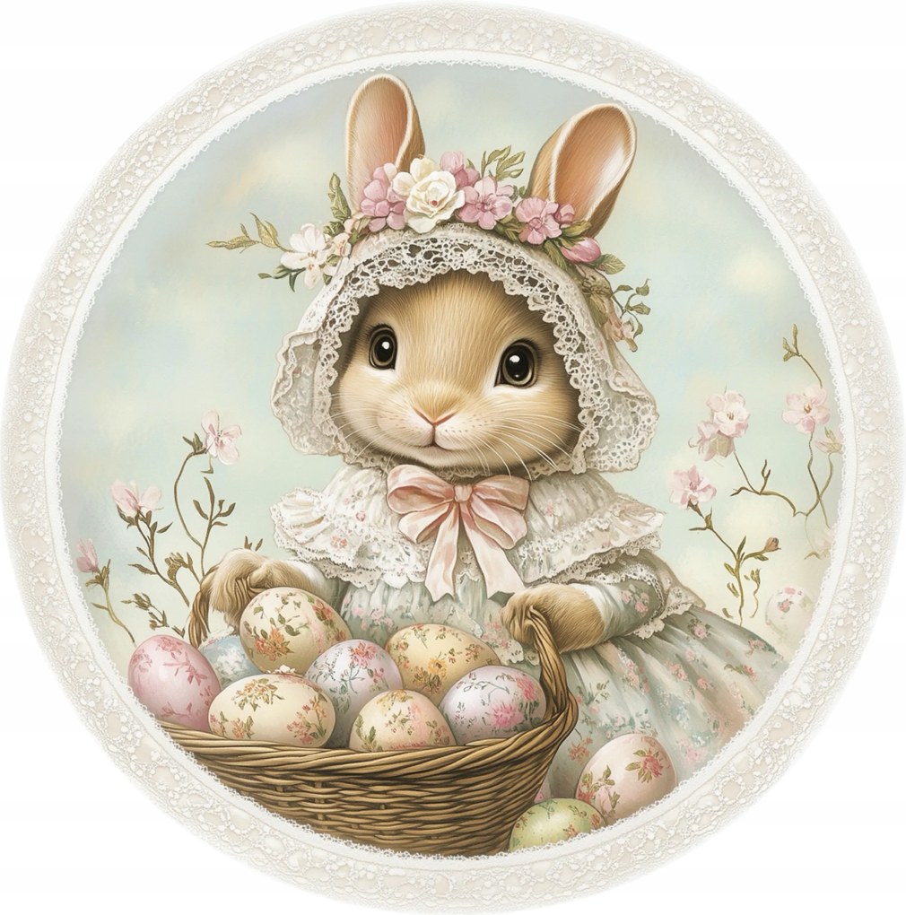 Húsvéti kerámia poháralátét x4 Nyuszi húsvéti tojásokkal