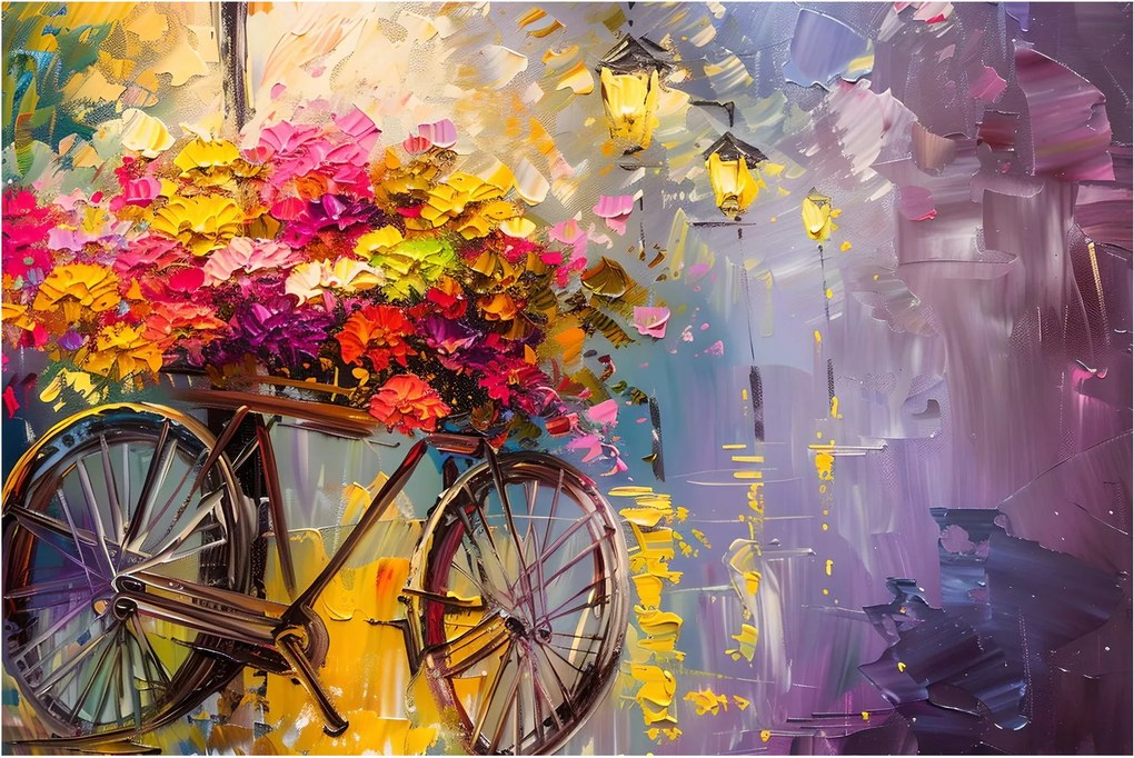 Kép - Kerék virágokkal (90x60 cm)