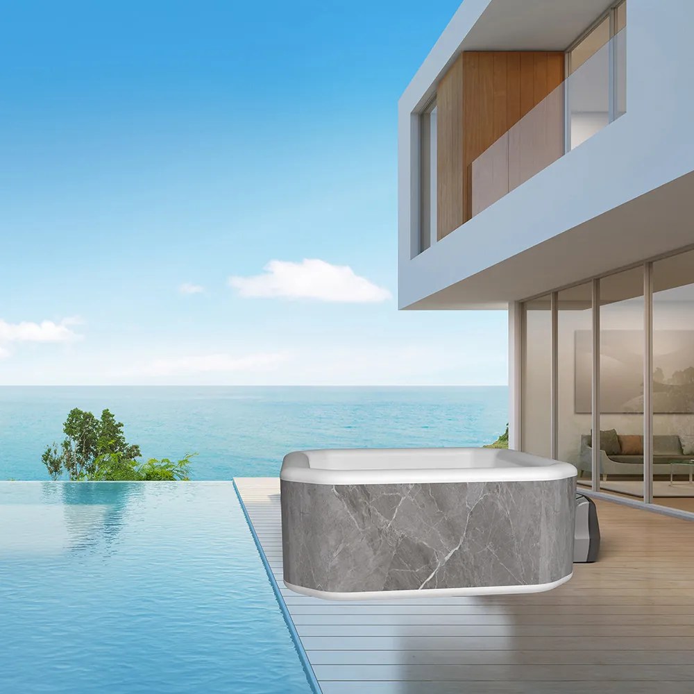 Avenli Philly szürke márvány mintás felfújható jakuzzi, 210 × 210 × 70 cm, 1300 l