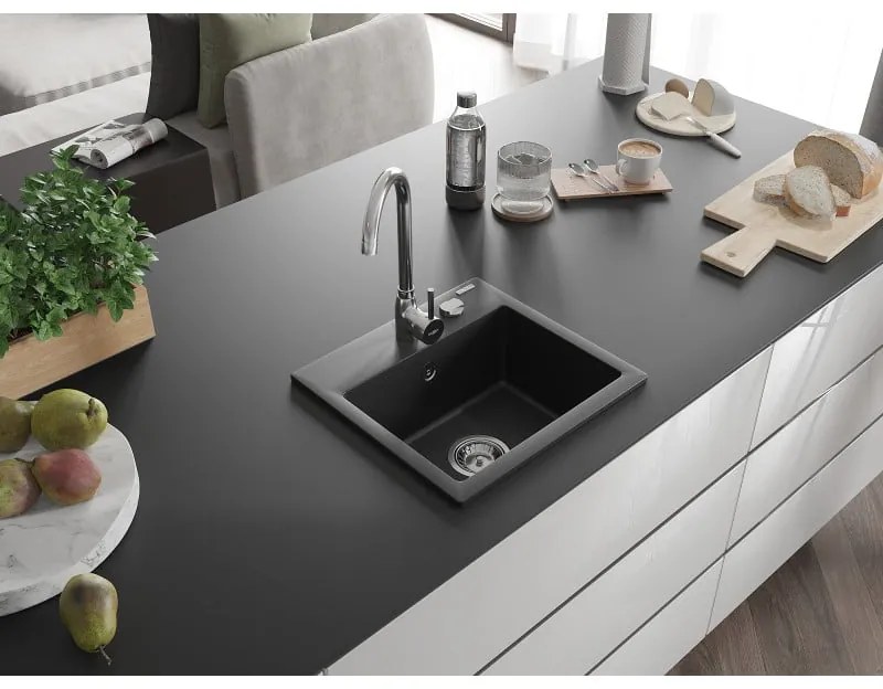 Mexen Milo - gránit mosogató 43,5x41,0cm, 1 kamrás, fekete, 6505441000-77