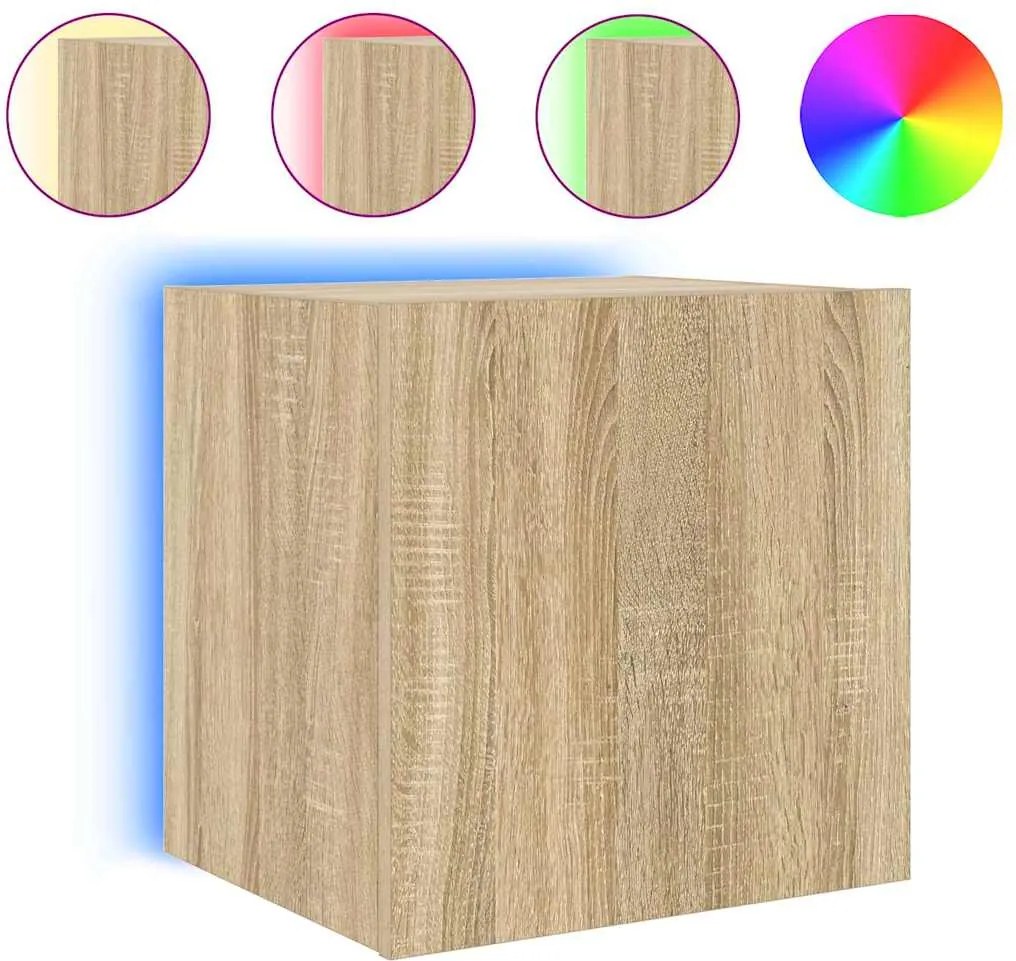 vidaXL sonoma tölgy színű fali TV-szekrény LED-ekkel 40,5x35x40 cm