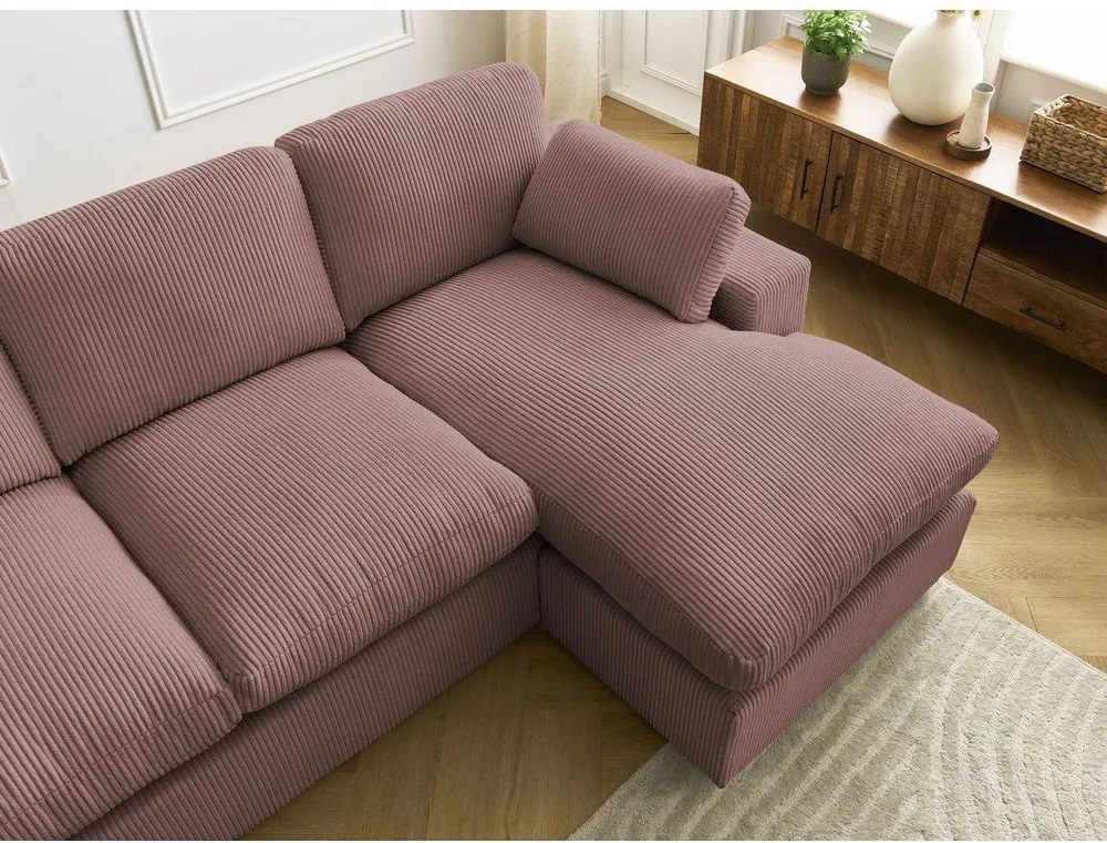 Rózsaszín kordbársony sarokkanapé Belair – Bobochic Paris