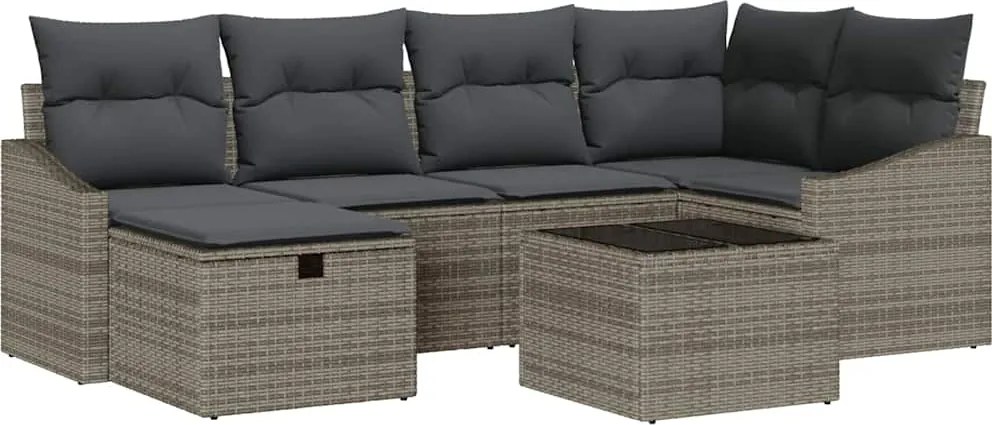 vidaXL Kanapé Szett párnával 7 pcs polirattan