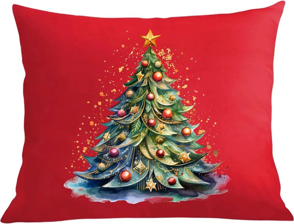 Karácsonyi párna párnahuzat Karácsonyfa motívummal Karácsonyi varázslat Karácsonyi gömbök