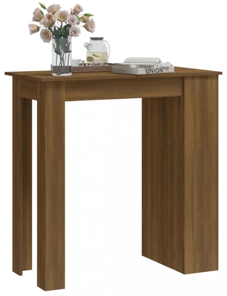 barna tölgy színű bárasztal tárolópolccal 102 x 50 x 103,5 cm