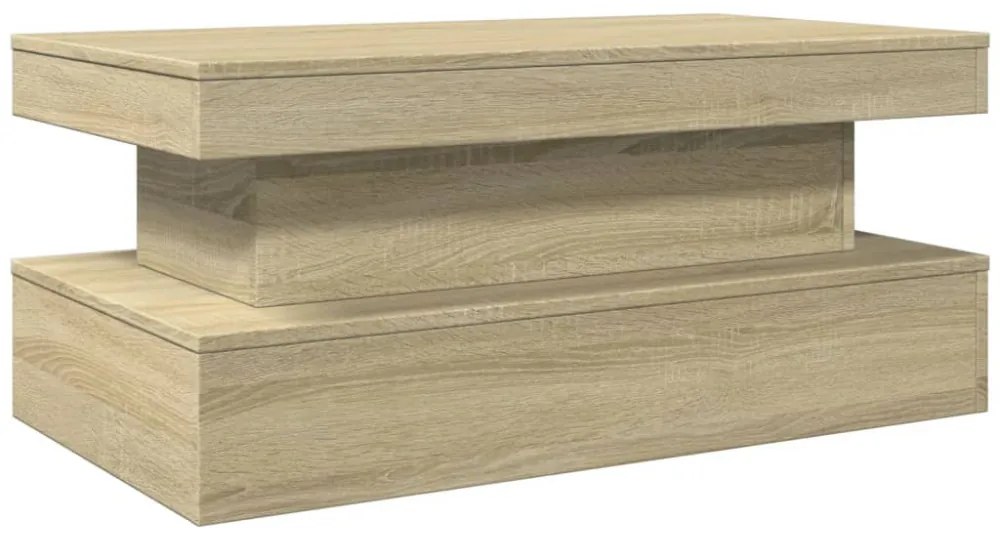 sonoma tölgy színű dohányzóasztal LED-lámpákkal 90x50x40 cm