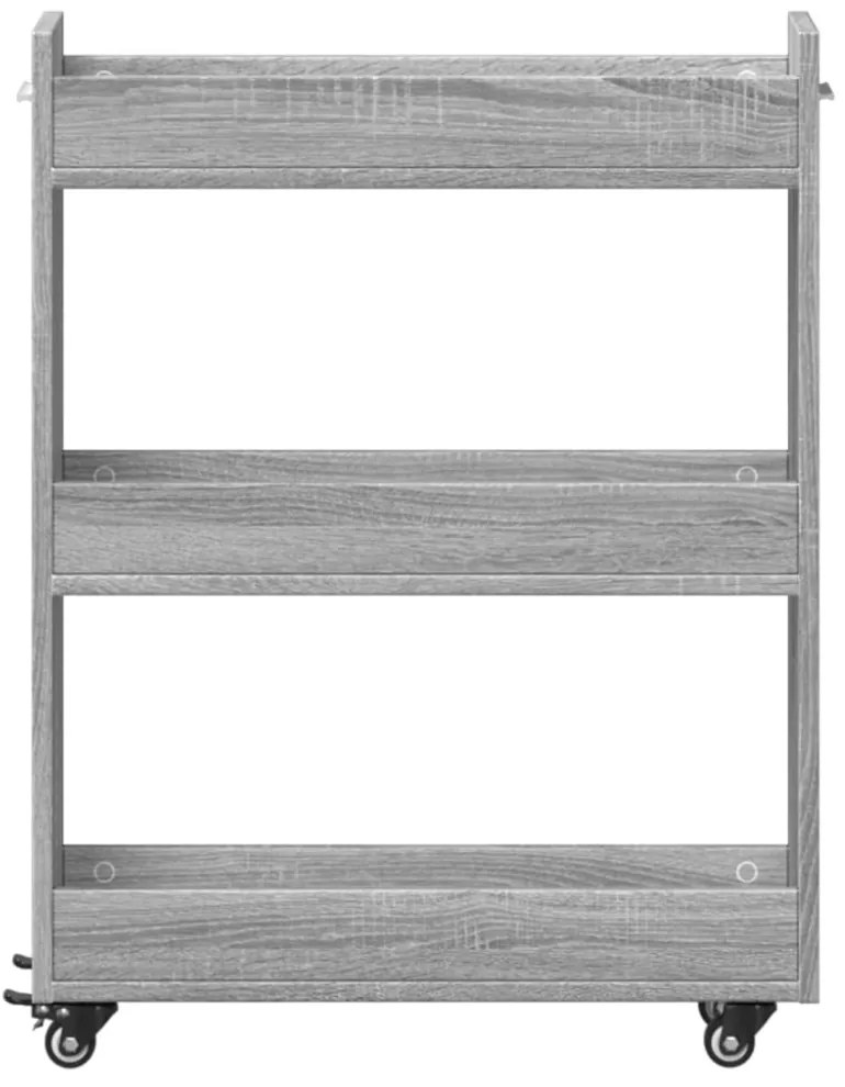 szürke sonoma színű szerelt fa szekrény kerekekkel 60x22x79 cm