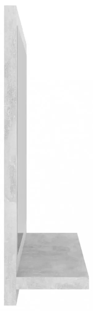 betonszürke szerelt fa fürdőszobai tükör 40 x 10,5 x 37 cm