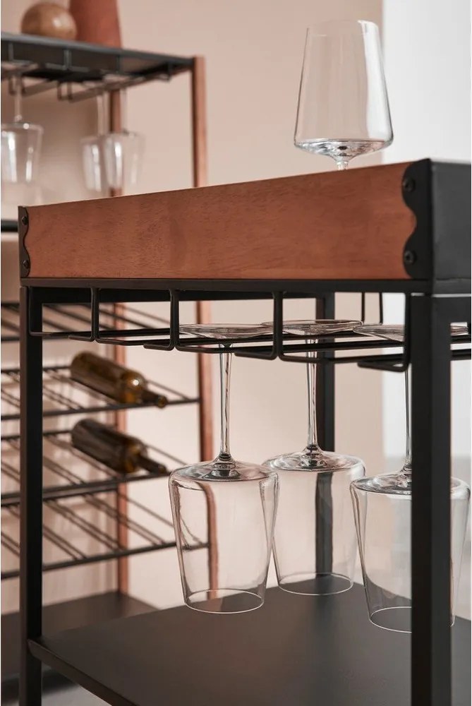 Fekete fém bortartó szekrény palackok száma 15, 48,5x84,5x34 cm Isaac – Yes Everyday