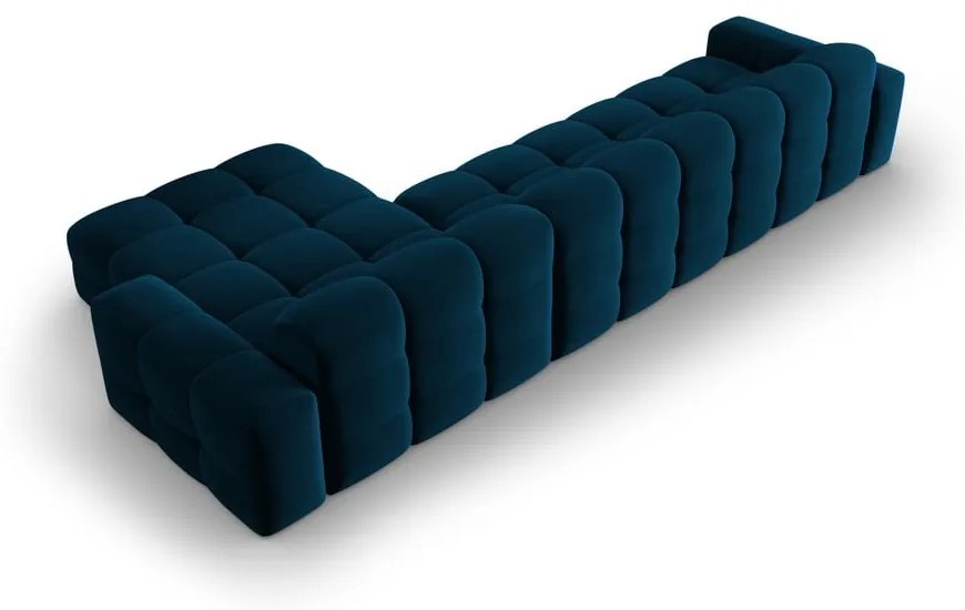 Sötétkék bársony sarokkanapé (jobb oldali) Kendal – Micadoni Home