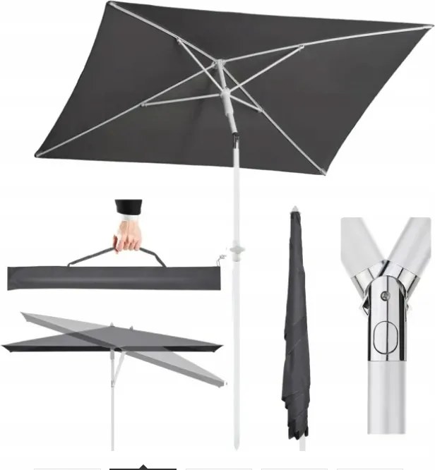 Kerti Erkélyes Napernyő Szürke Prémium 180 x 125 cm