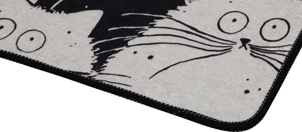Fekete-szürke fürdőszobai kilépő szett 2 db-os 60x100 cm White Cats – Foutastic