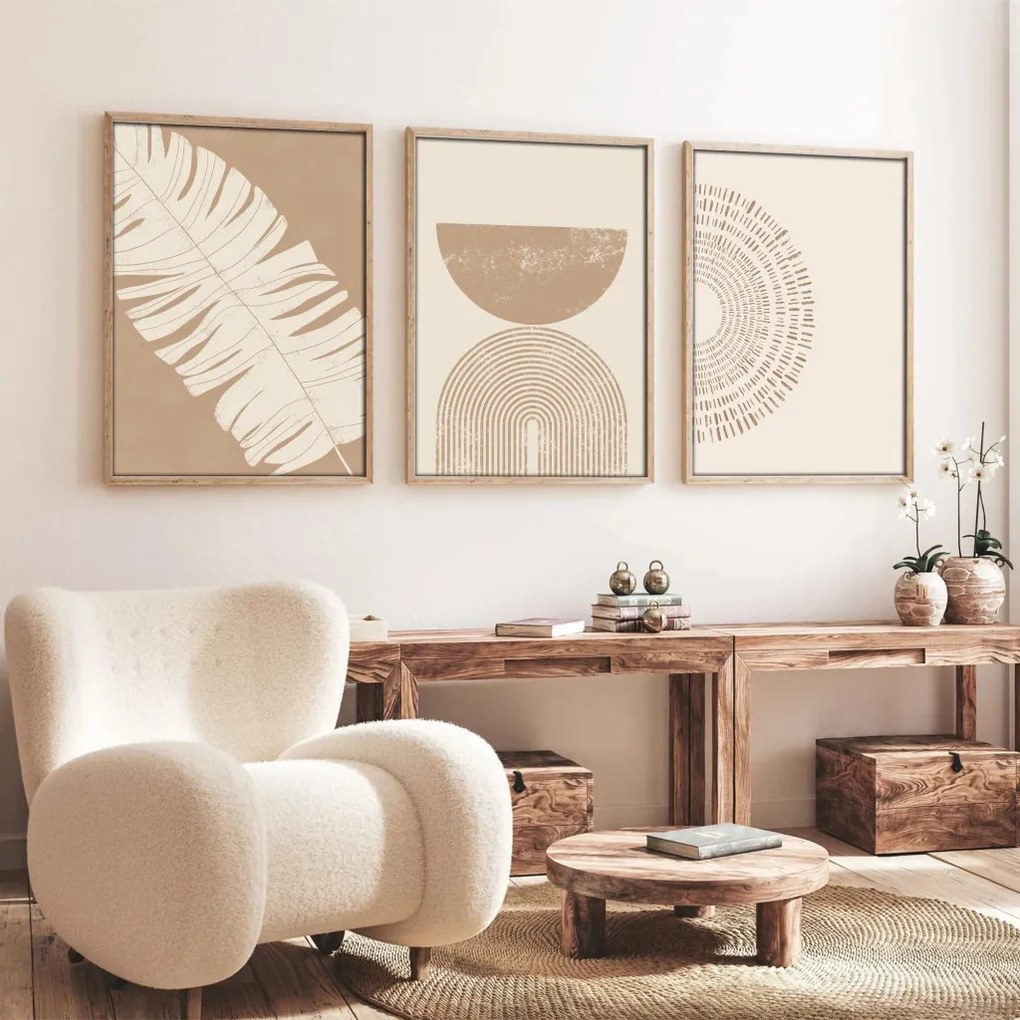 Huhu259 keretezett MDF falikép, 50 x 70 cm, 3 db-os szett
