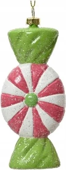 Műanyag cukorka medál, zöld-rózsaszín