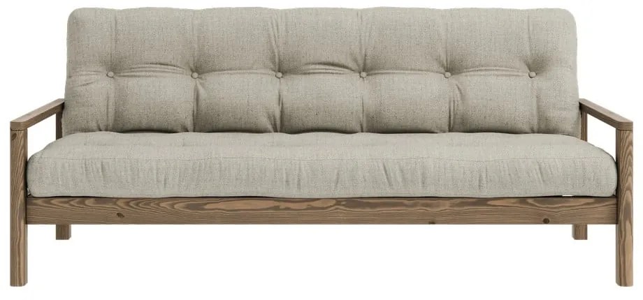 Bézs len kinyitható kanapé 205 cm Knob – Karup Design