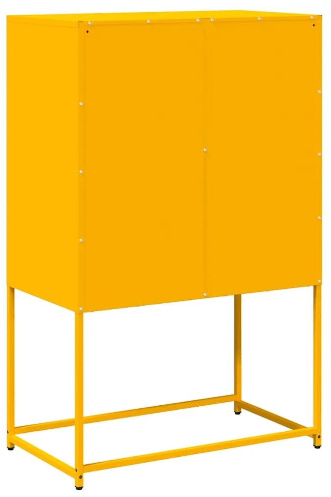 Highboard Mustársárga 68x39x107 cm Acél