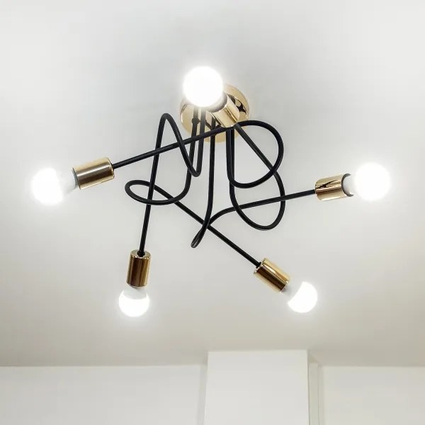 Felületre szerelhető csillár OXFORD 5xE27/15W/230V arany/fekete