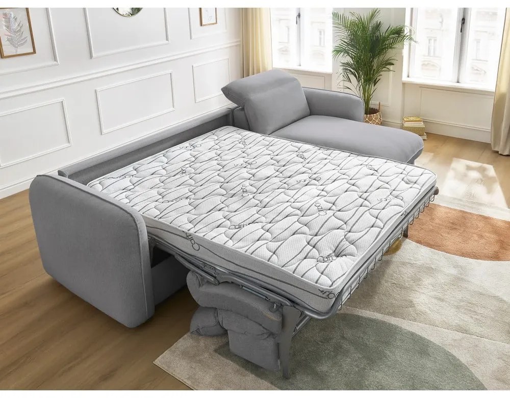 Világosszürke kinyitható sarokkanapé (variálható) Achille – Bobochic Paris