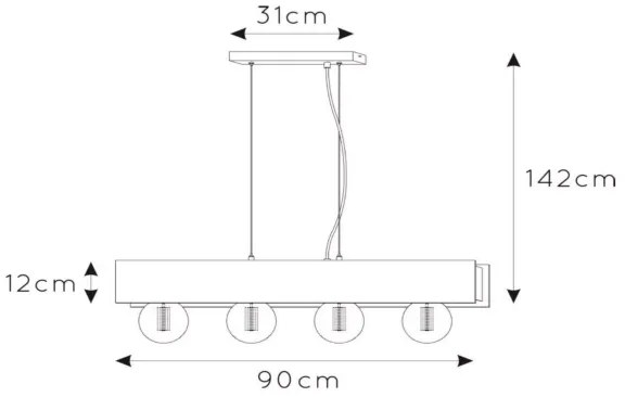 Lucide 30474/04/30 - Csillár zsinóron SURTUS 4xE27/60W/230V