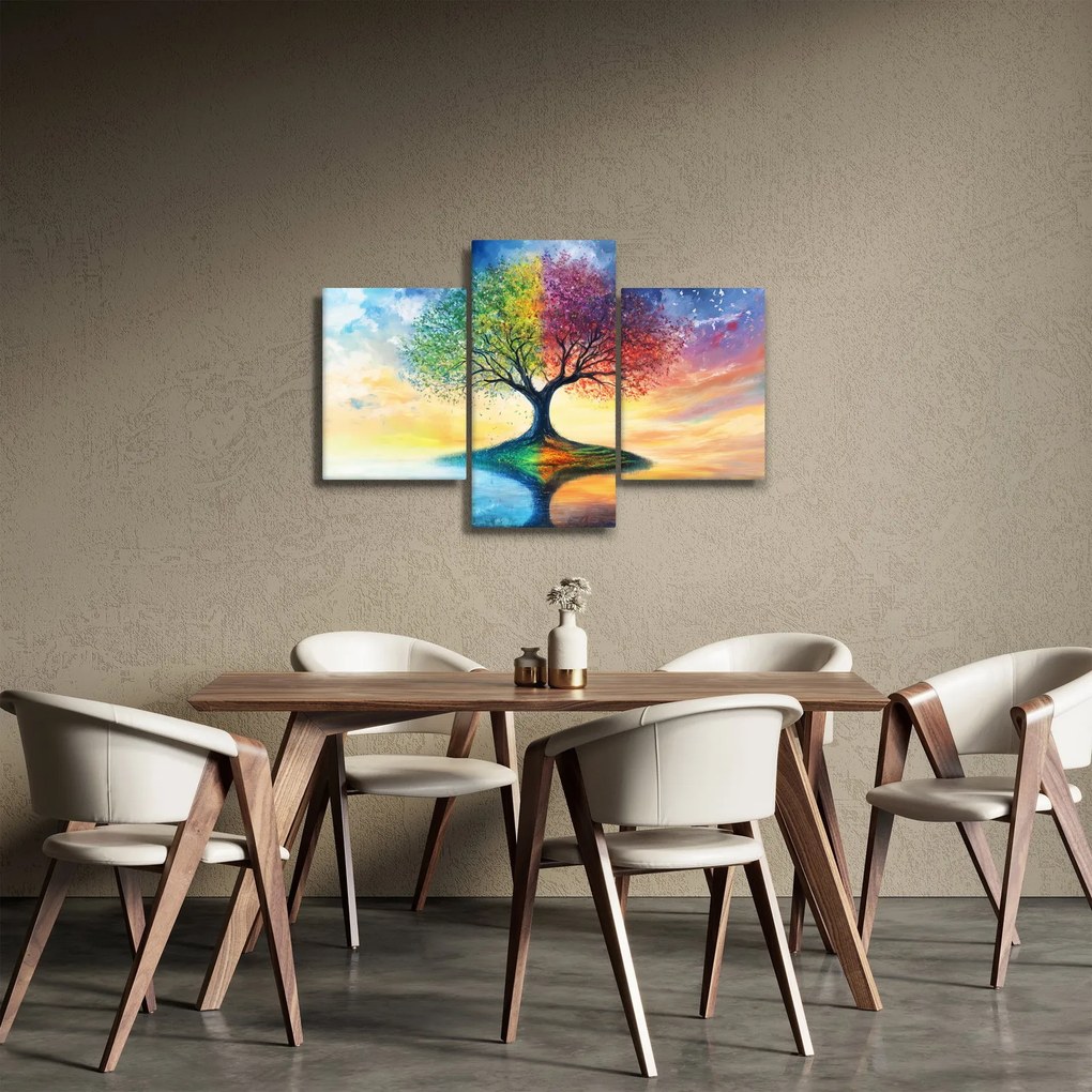 Kép – Évszakok festett fája (90x60 cm)